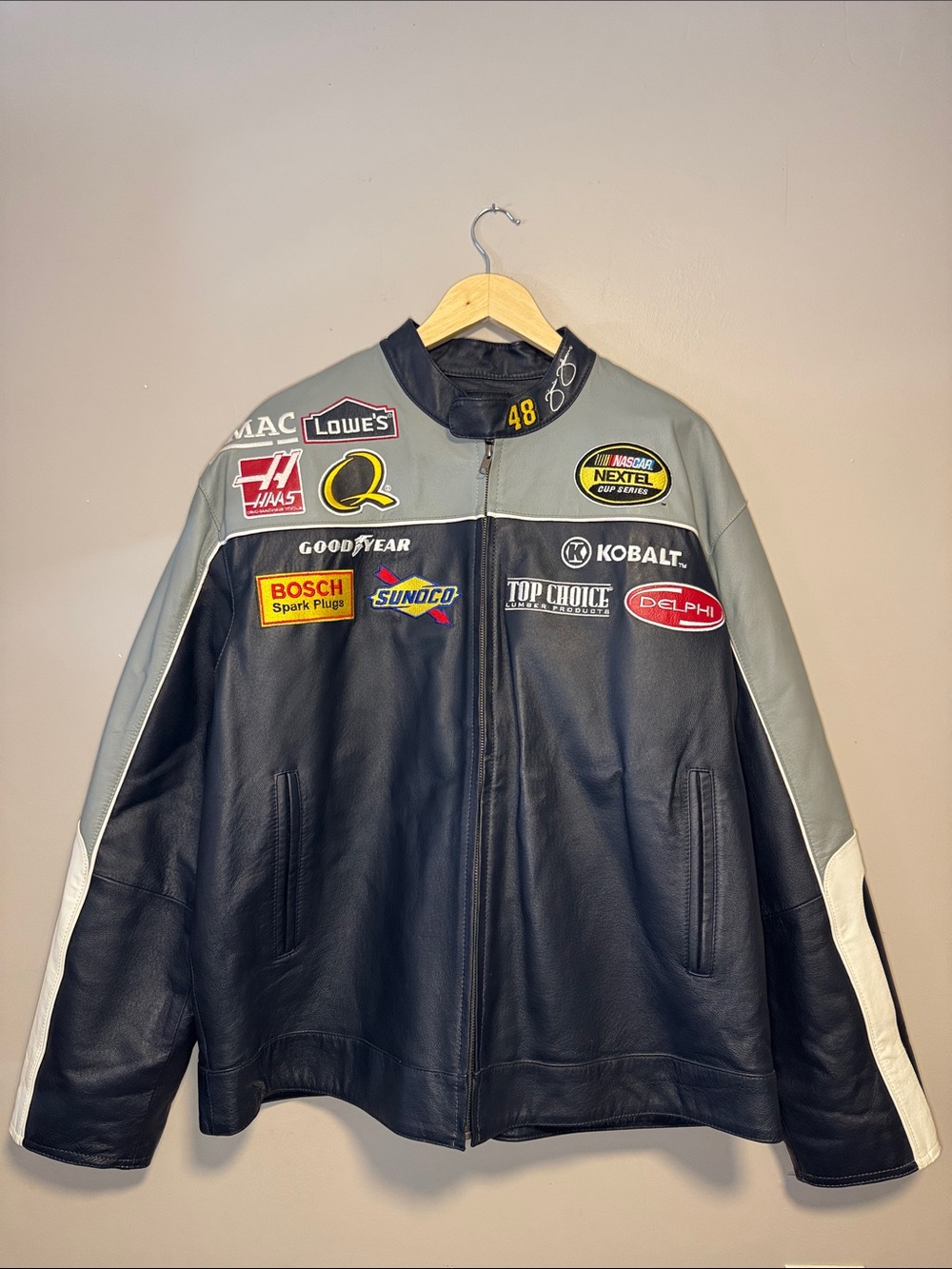 Vintage Jimmie Johnson Leather Patchwork Nascar Jacket / Large / Wilsons Leather